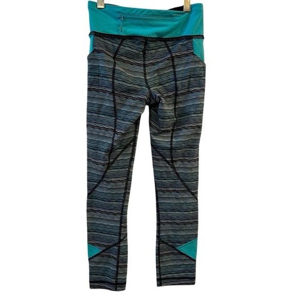 Lululemon Womens Pace Rival Crop Space Dye Twist Peacock Blue Sz 6 Luxtreme - Picture 4 of 8